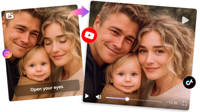 animate your eye opening into AI generated video