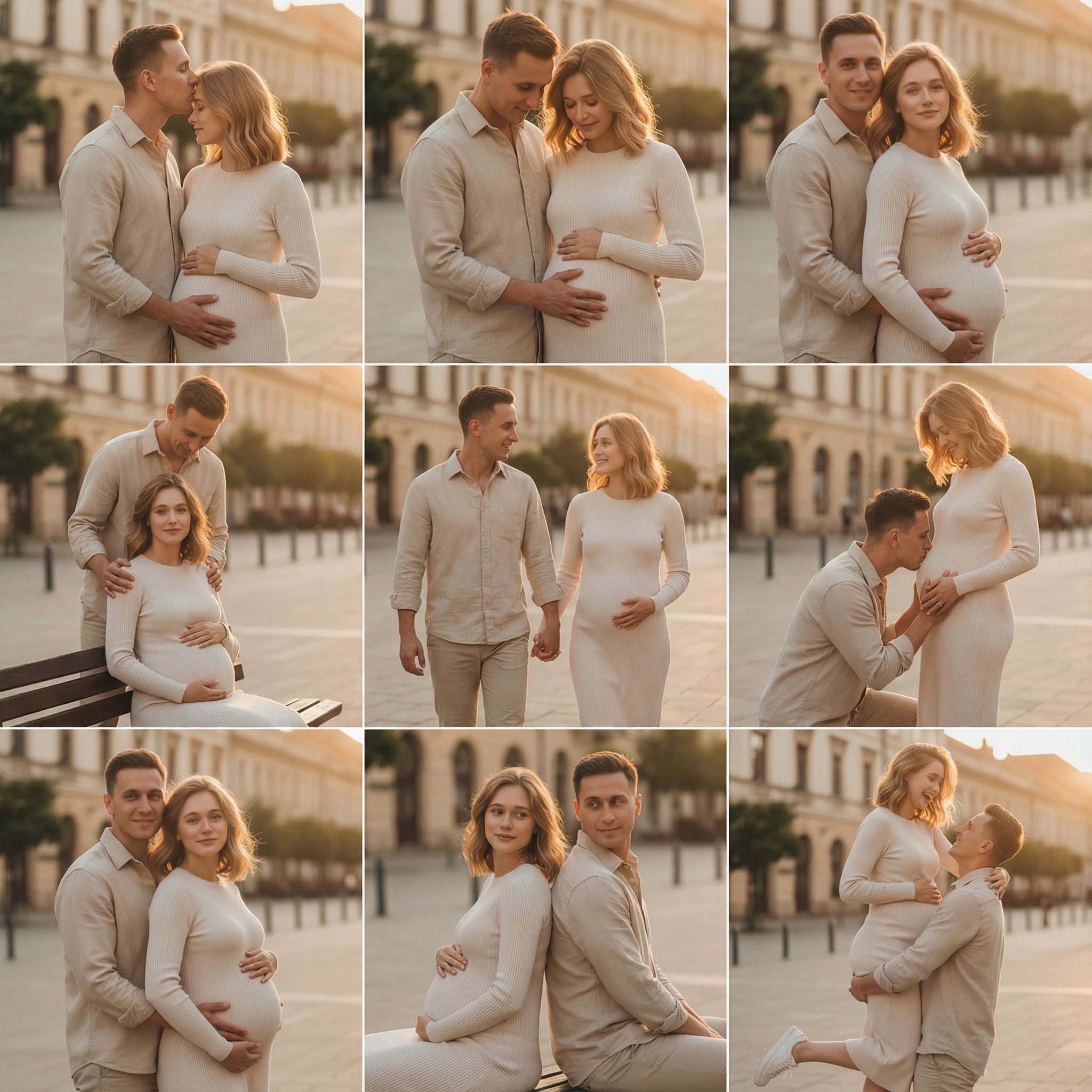 Gemini maternity couple pose 9-grid