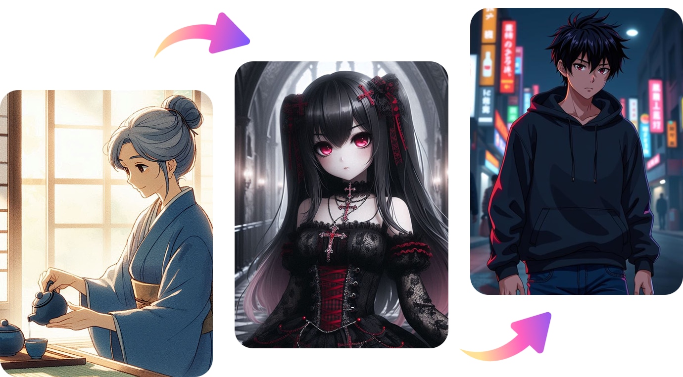 design half body or detailed full body anime characters
