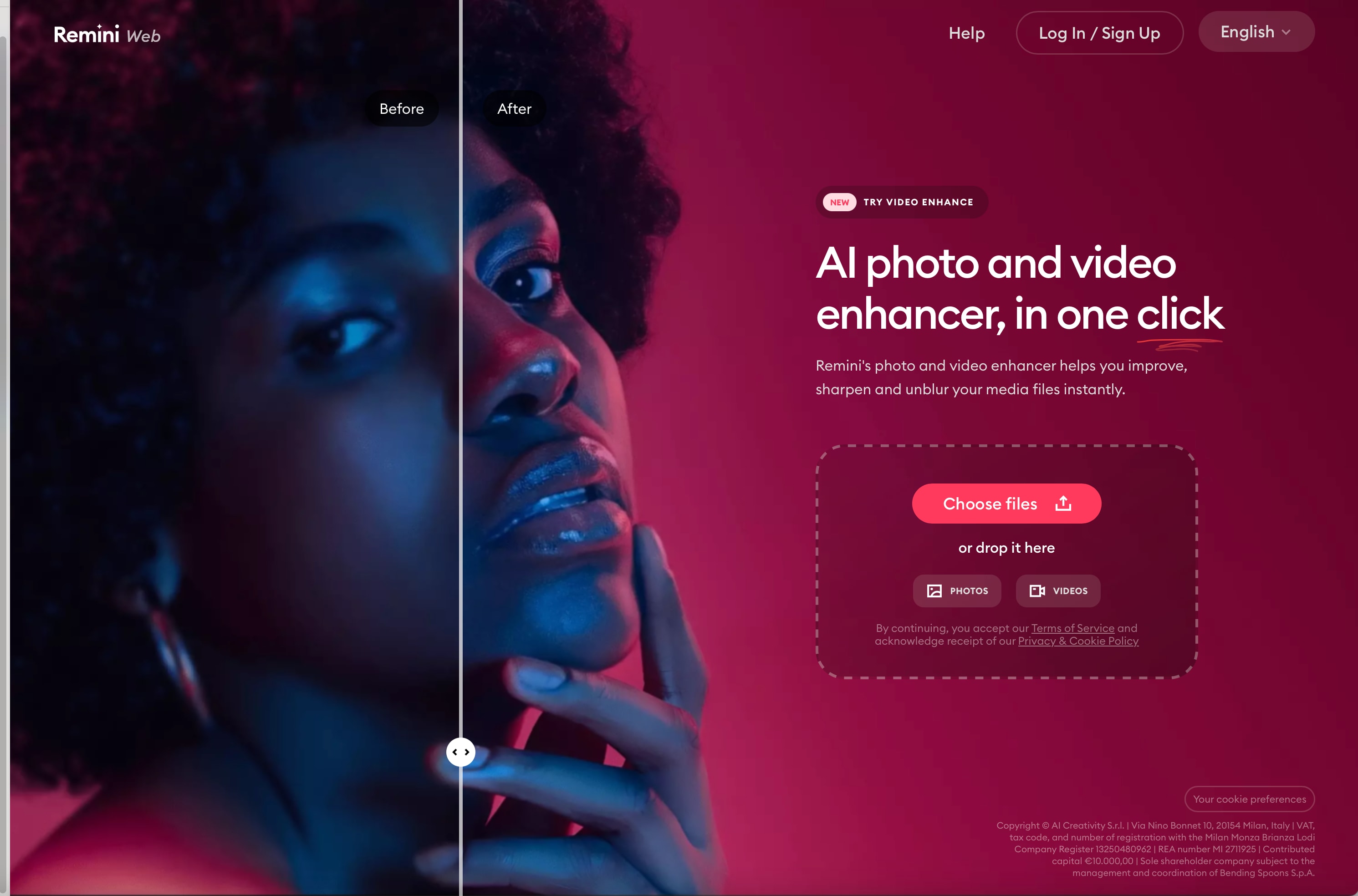 Remini AI Red Page
