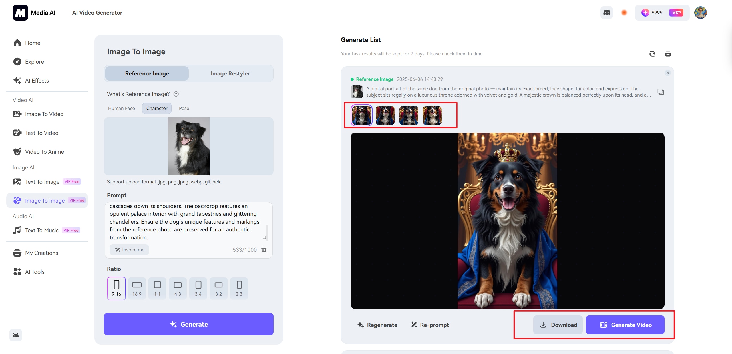 download the ai generated royal pet portrait