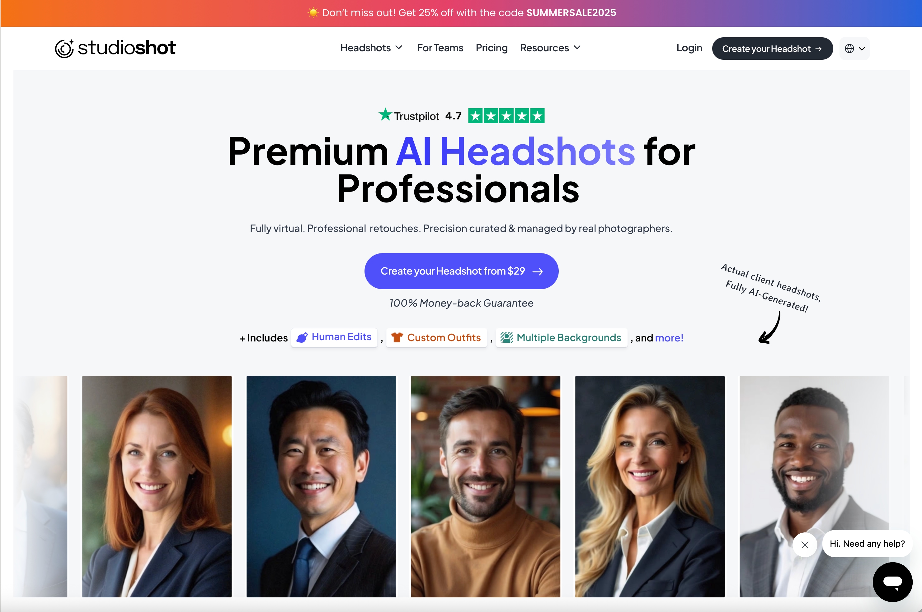 StudioShot Premium Headshots Page