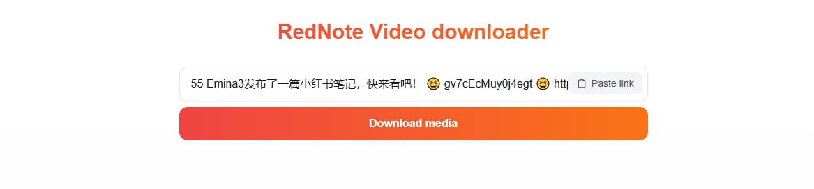 paste rednote link on downloader