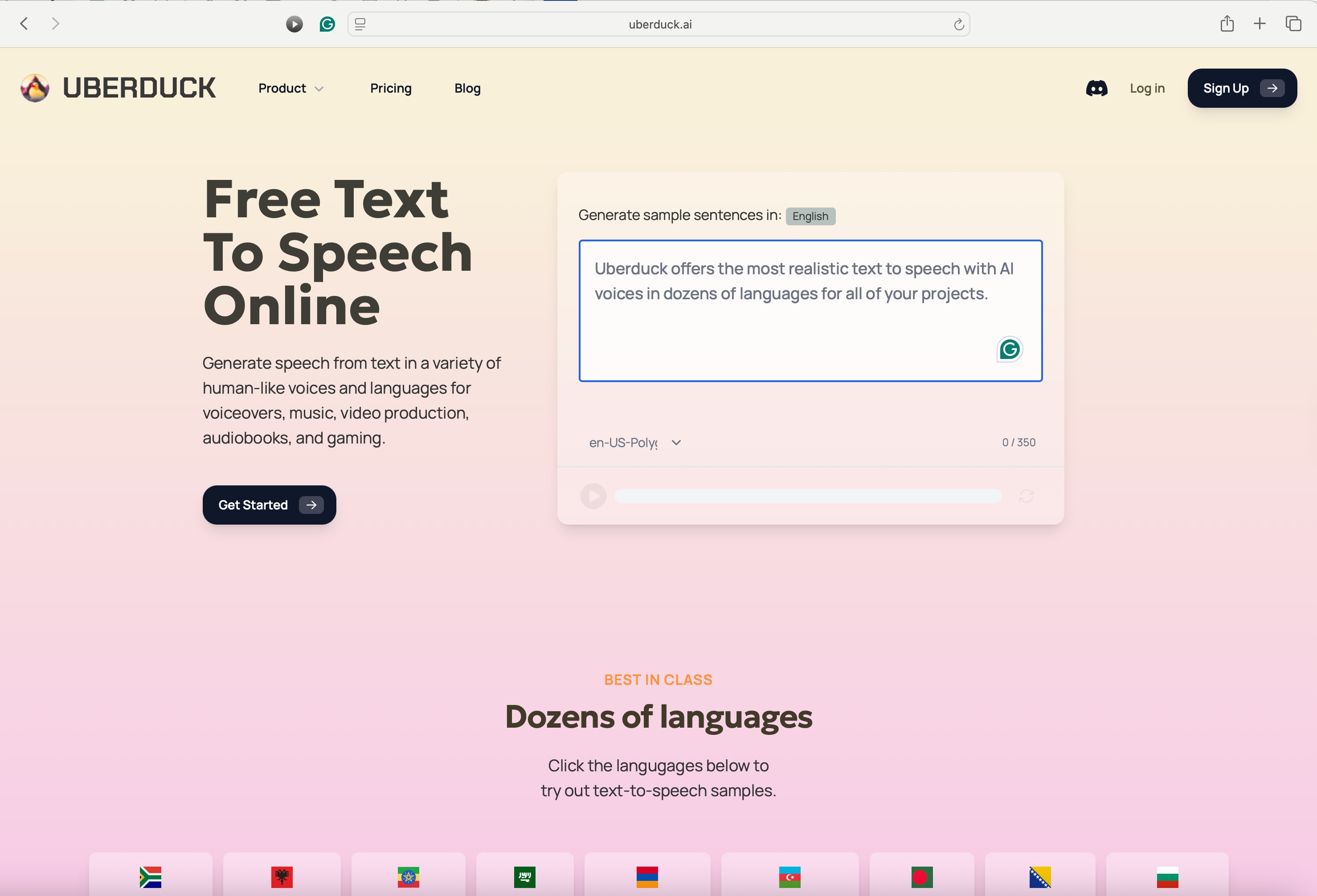 Uberduck Light Pink Interface