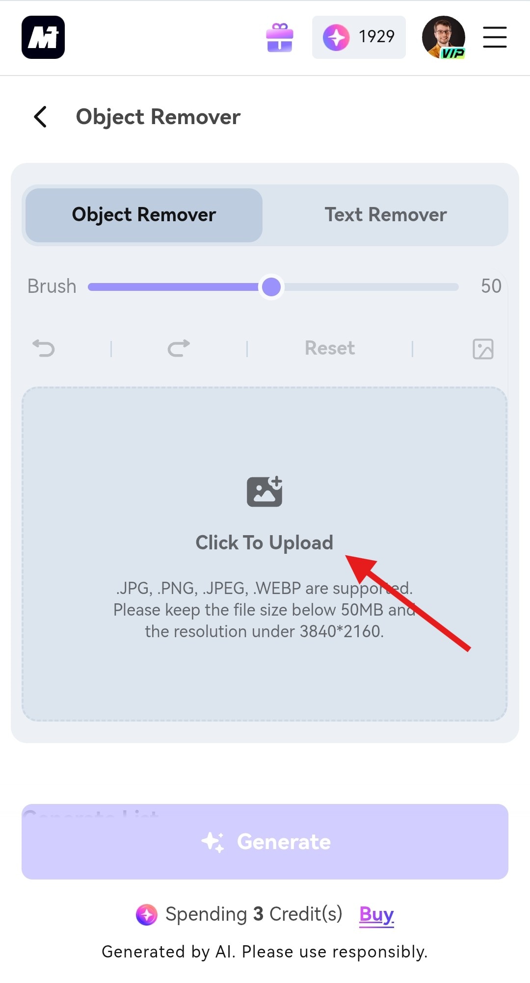 upload to remove glare using mediaio