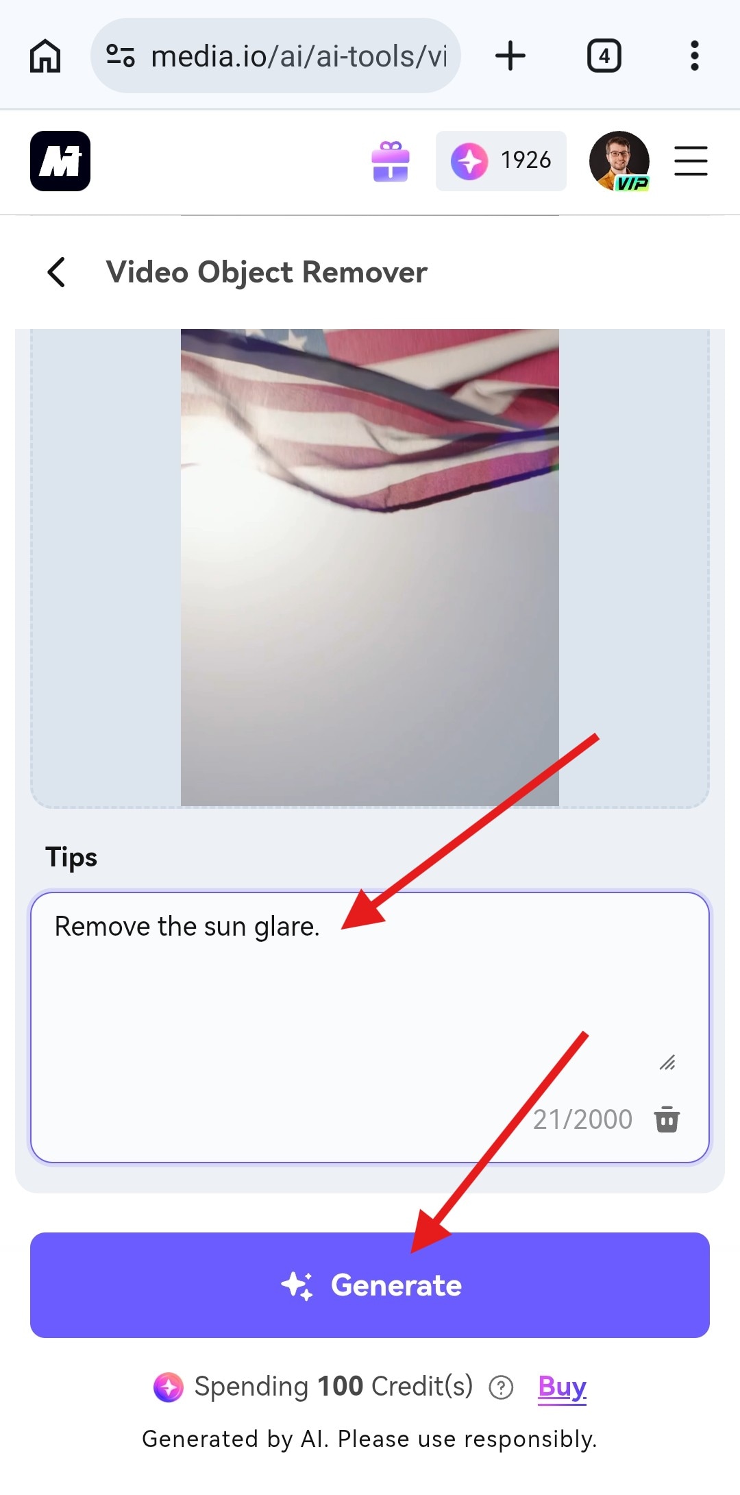 generate video with removed glare online