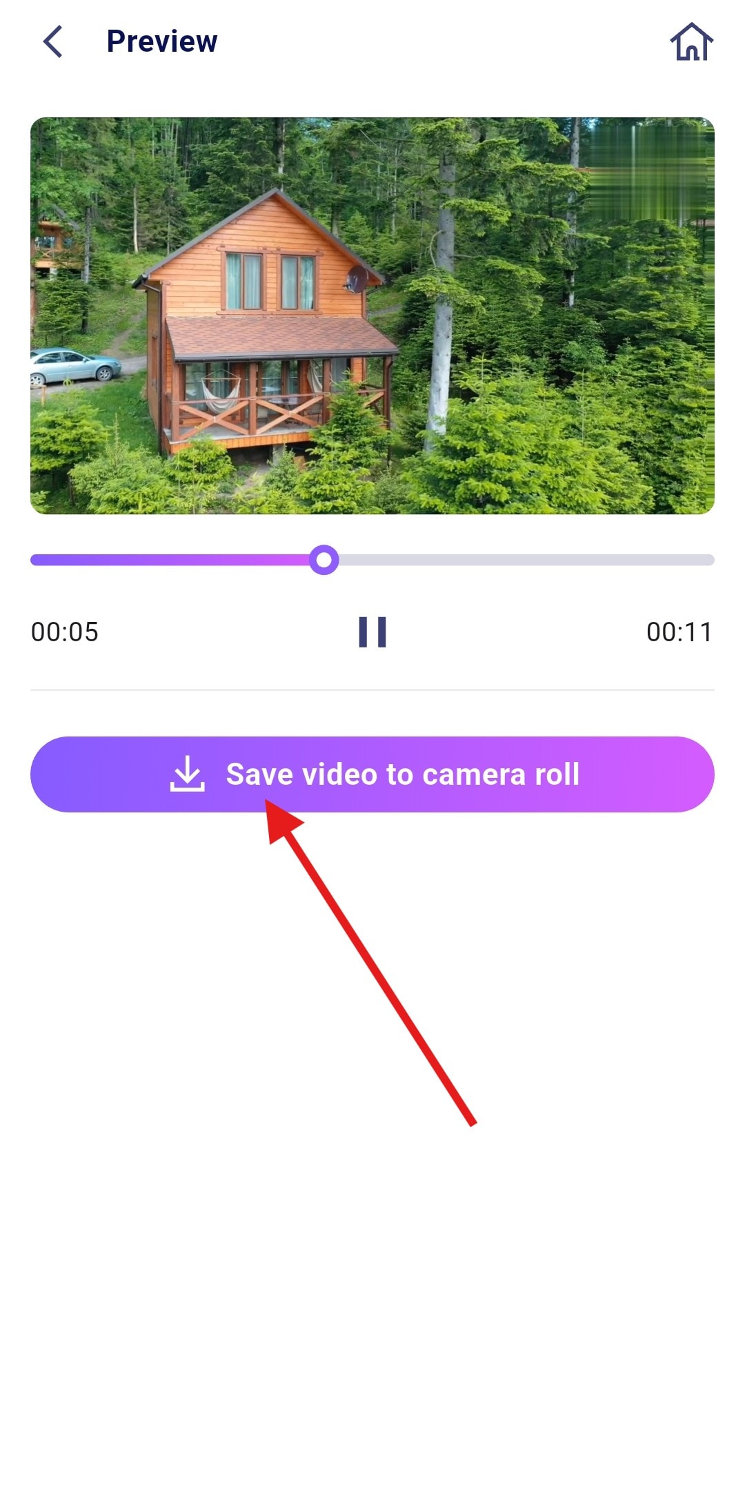 tap save video to camera roll
