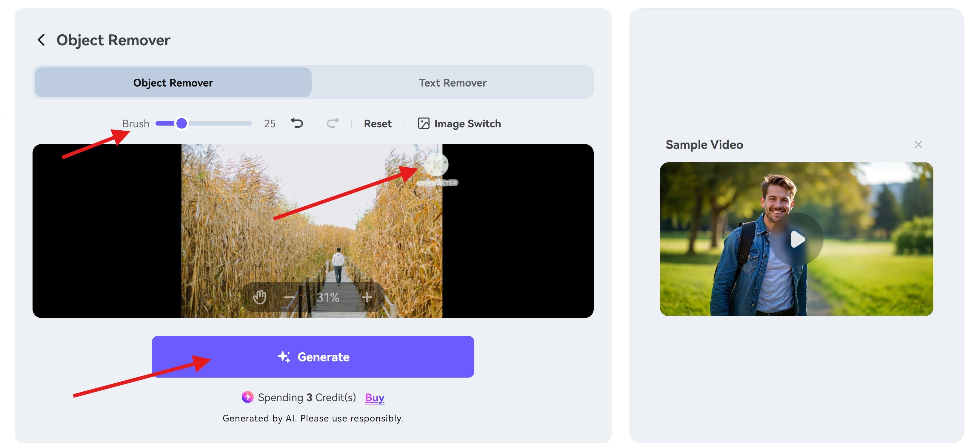 select kinemaster watermark for object removal