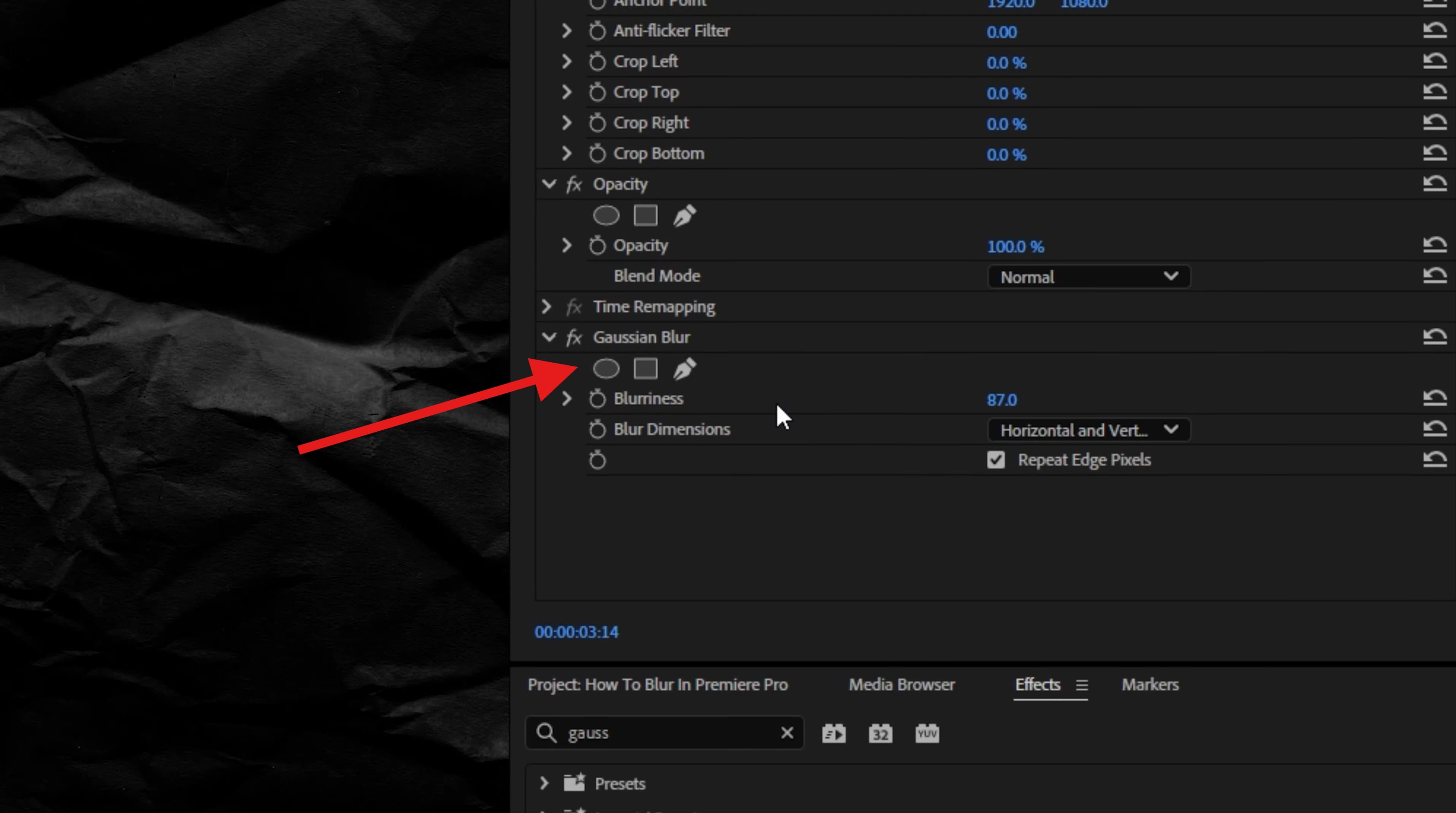 add mask to gaussian blur effect