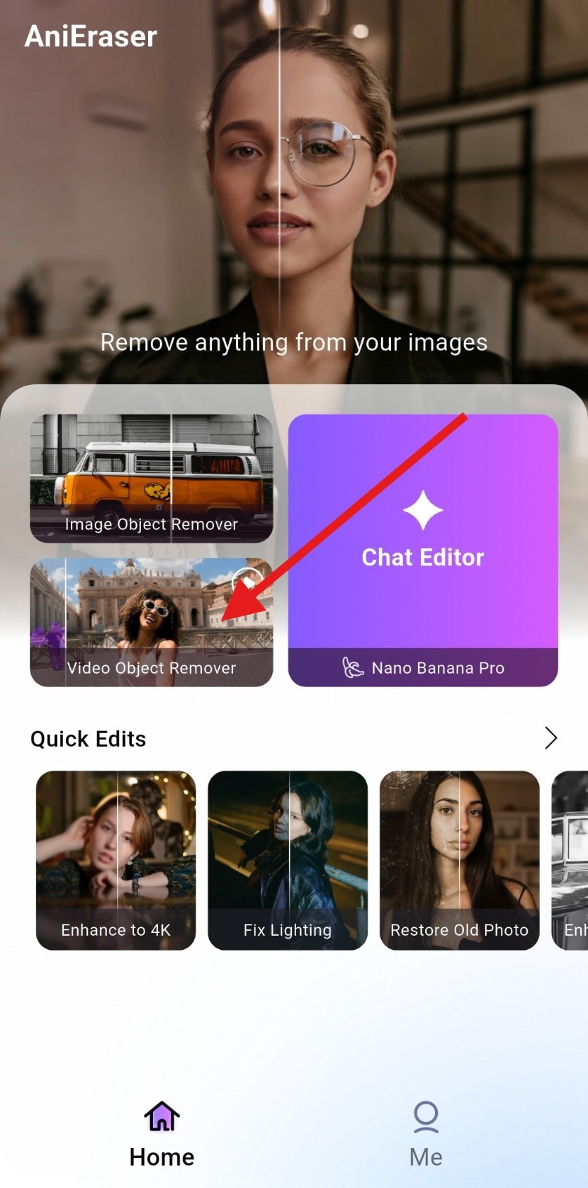 remove text from video with anieraser
