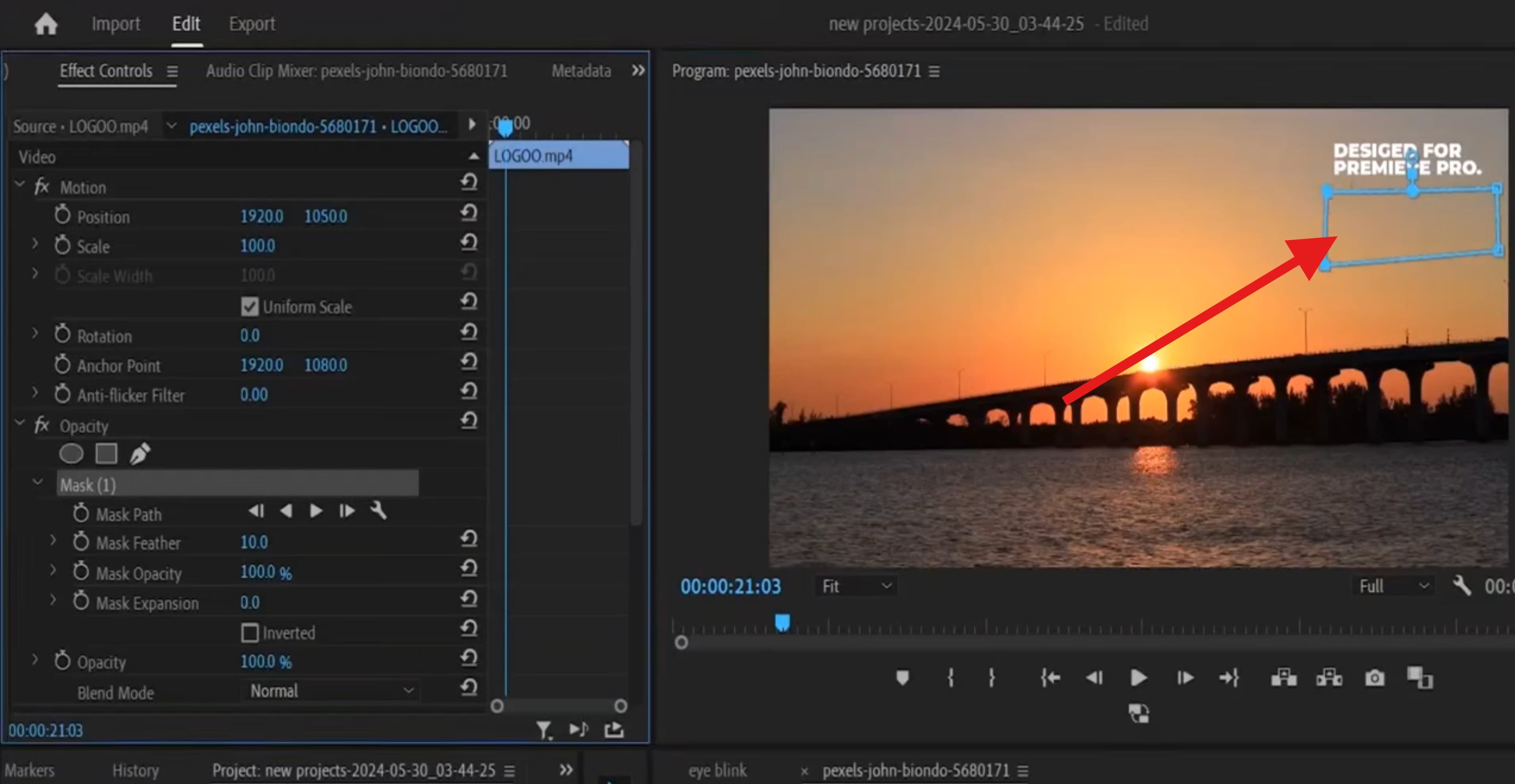 draw rectangle as image mask premiere