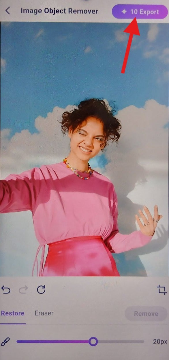 export photo with removed object anieraser