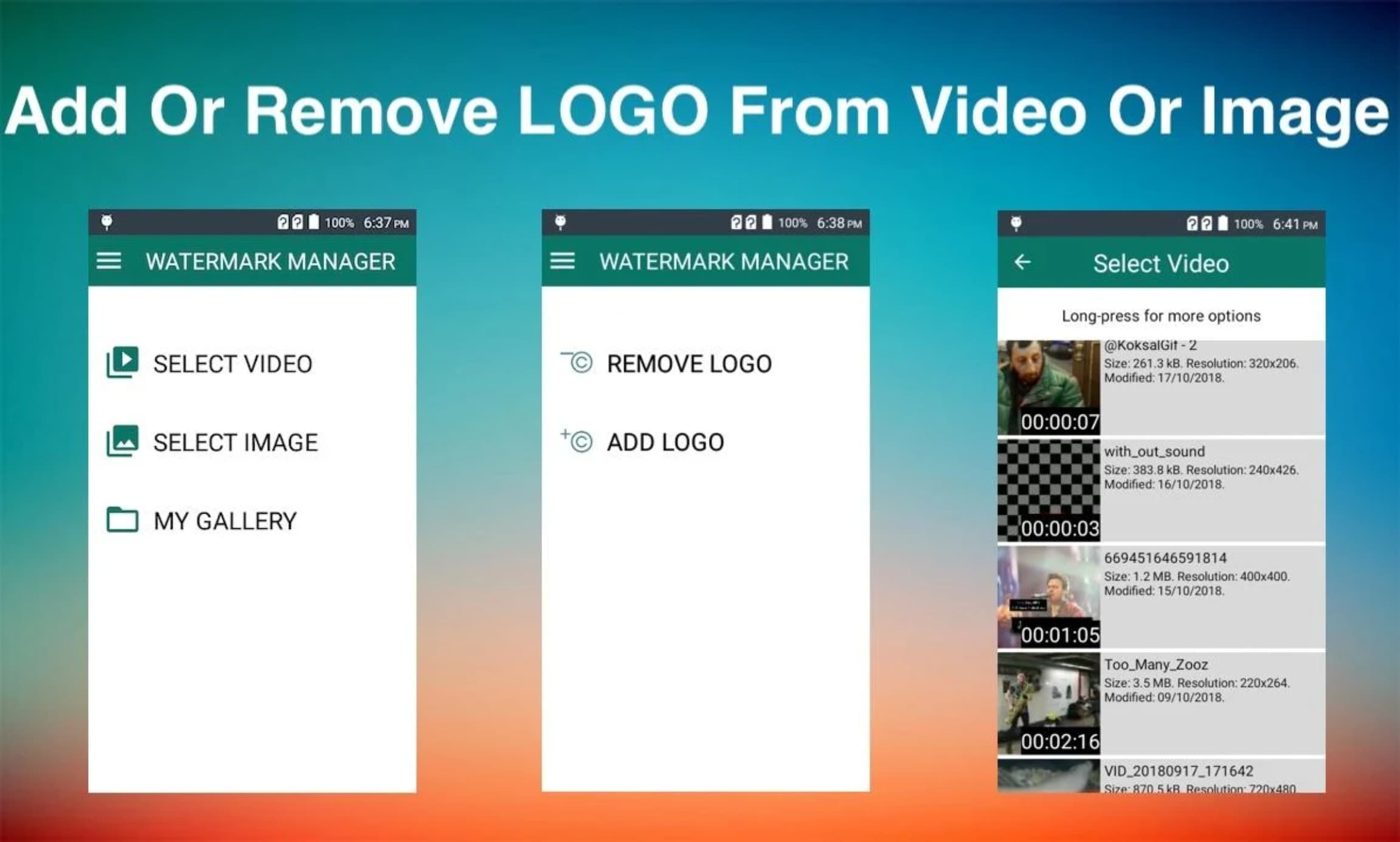 remove and add watermark app interface
