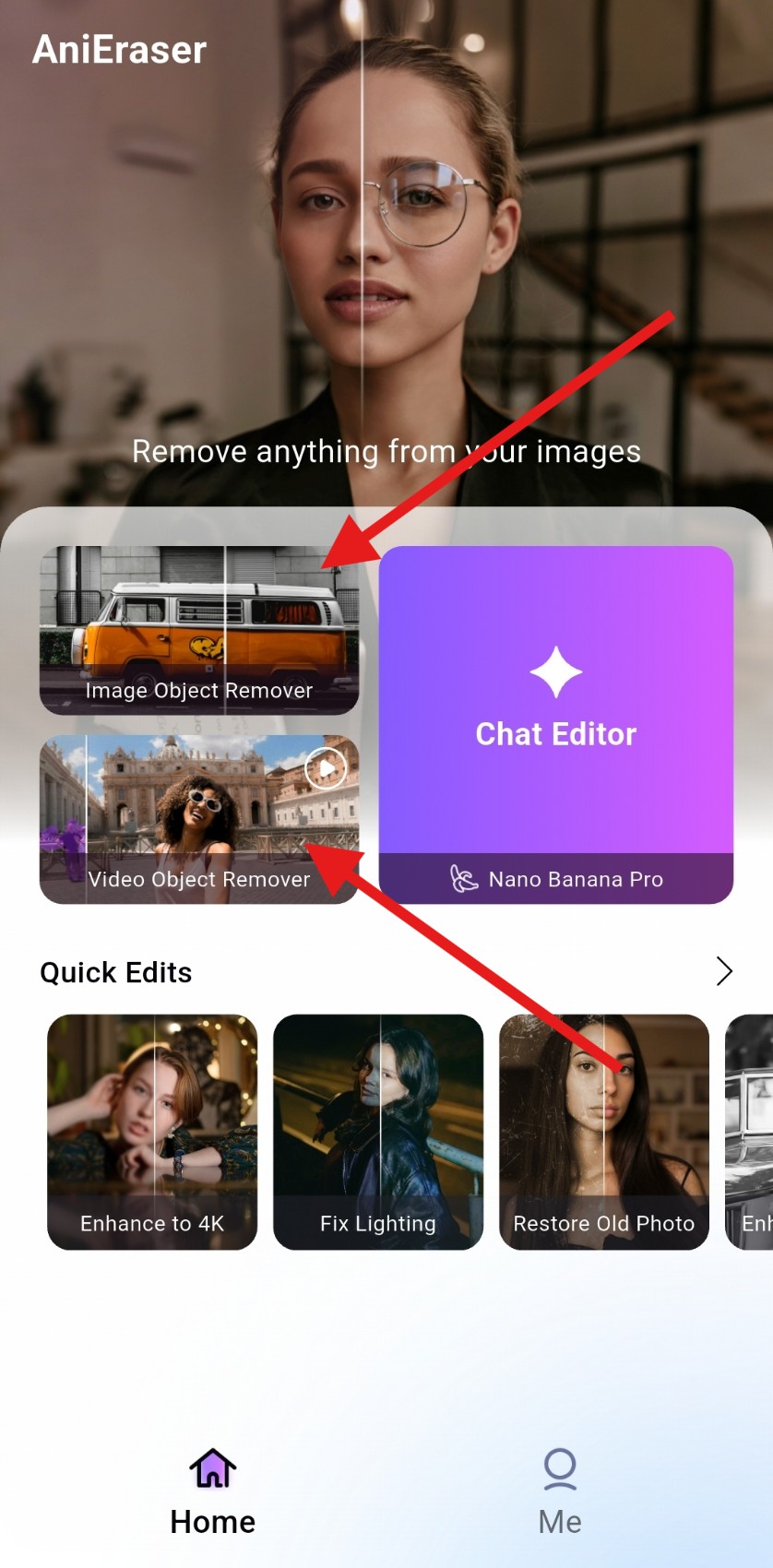 anieraser app home screen pick option