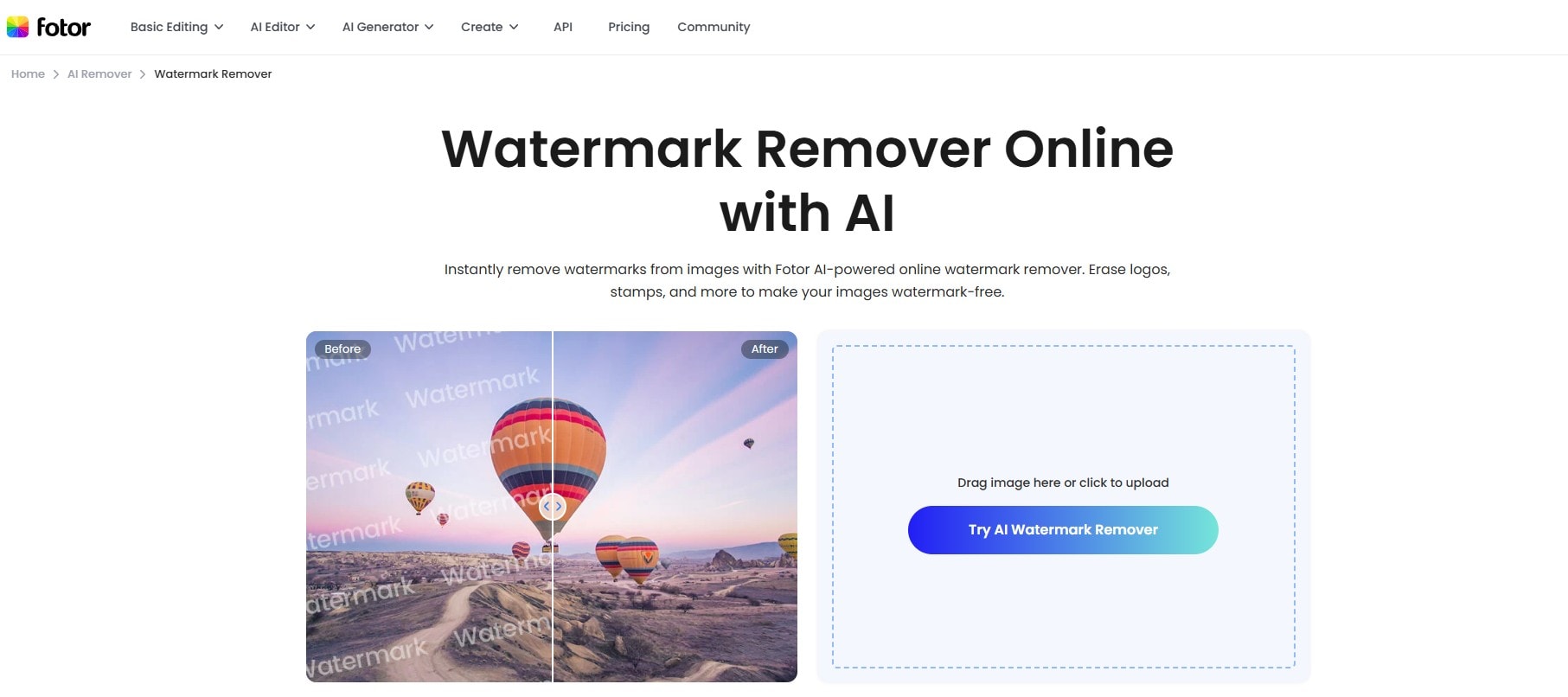 fotor free watermark removal solution screenshot