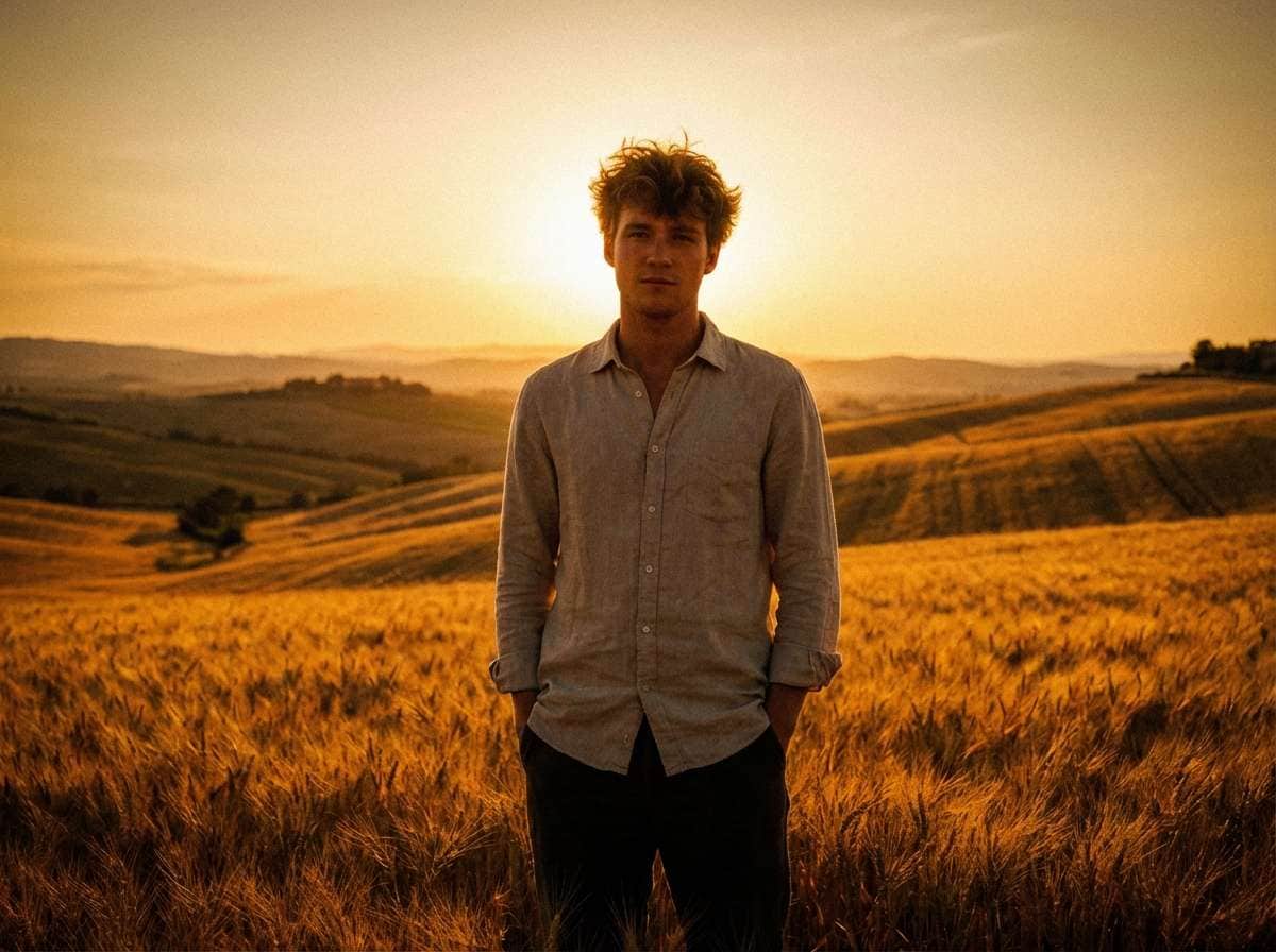 after - same woman portrait with AI-applied Kodak Portra 400 film effect, warm tones, soft film grain, vintage aesthetic