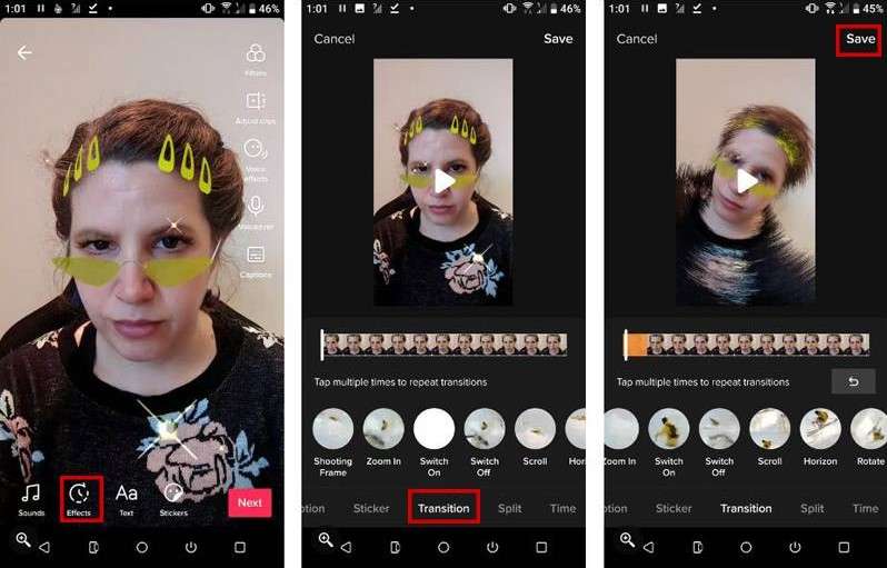 adding transitions to tiktok directly
