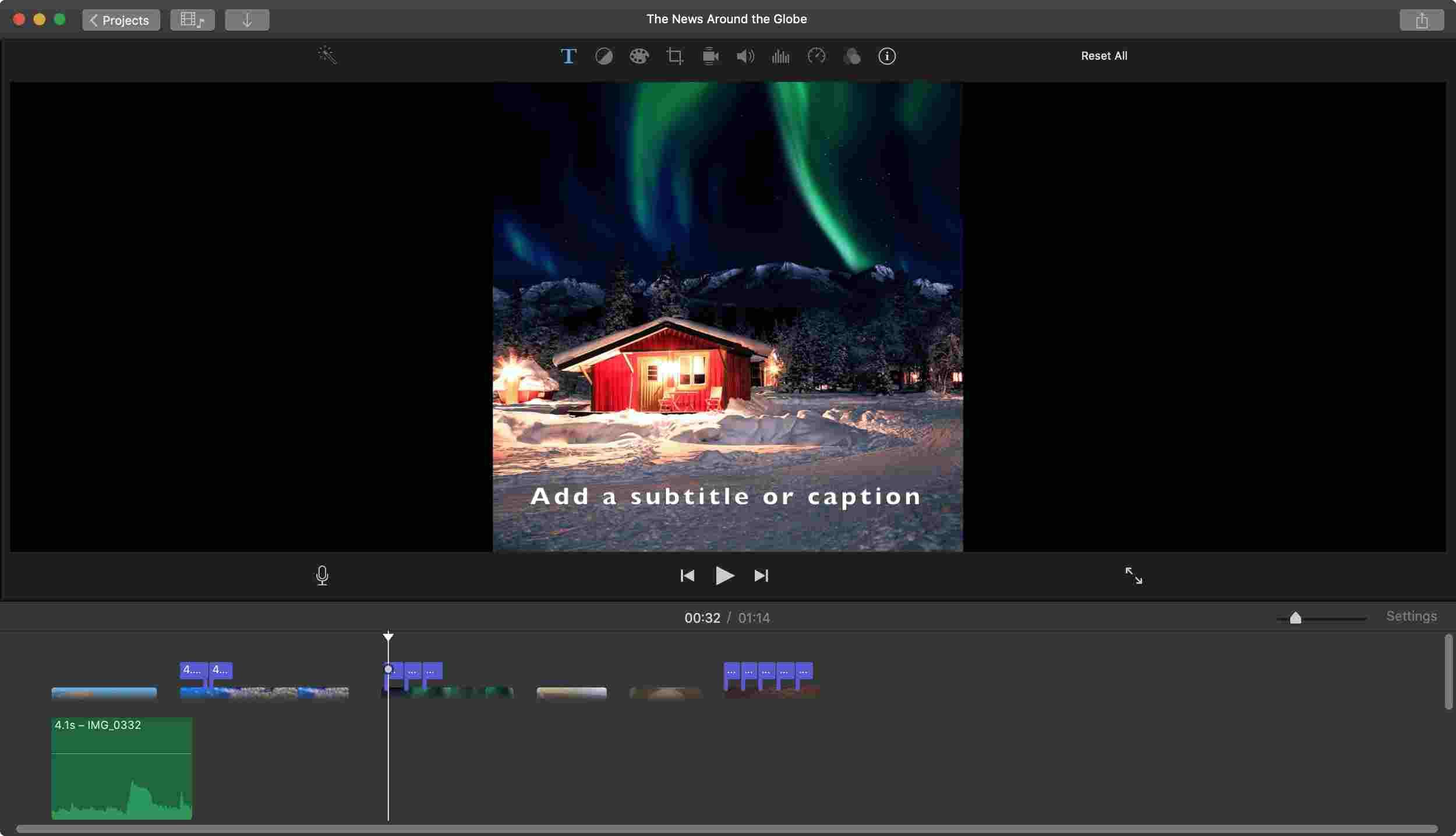 step showing mac imovie add text to video
