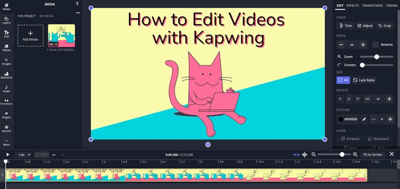 kapwing software to clip youtube videos