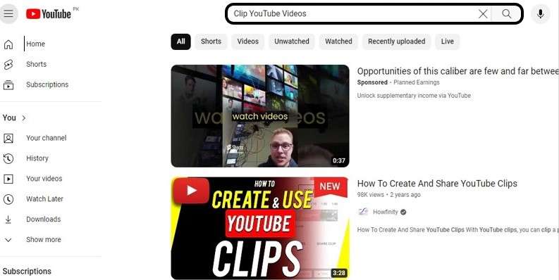 open youtube on your browser