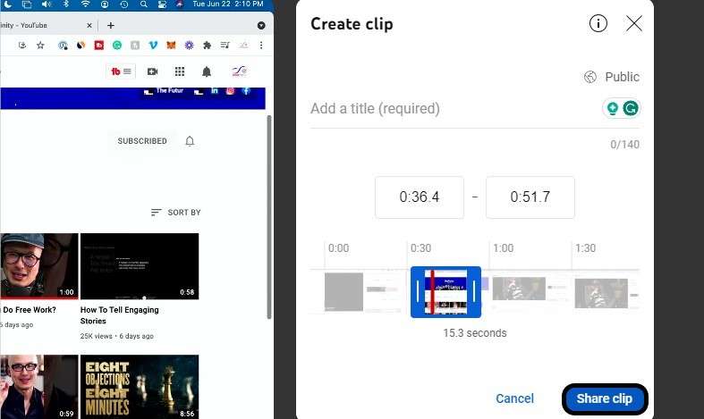 share the clipping video on other platforms