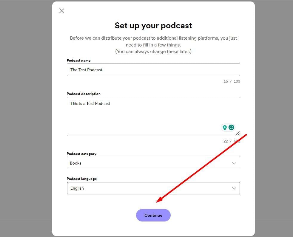 Setting up Spotify podcasts