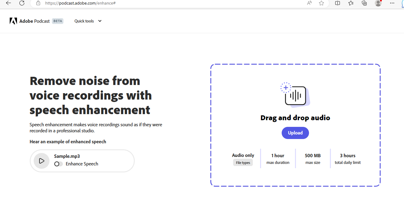 upload audio and start process