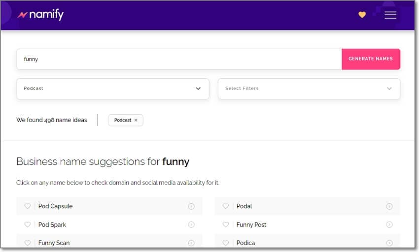 namify podcast name generator