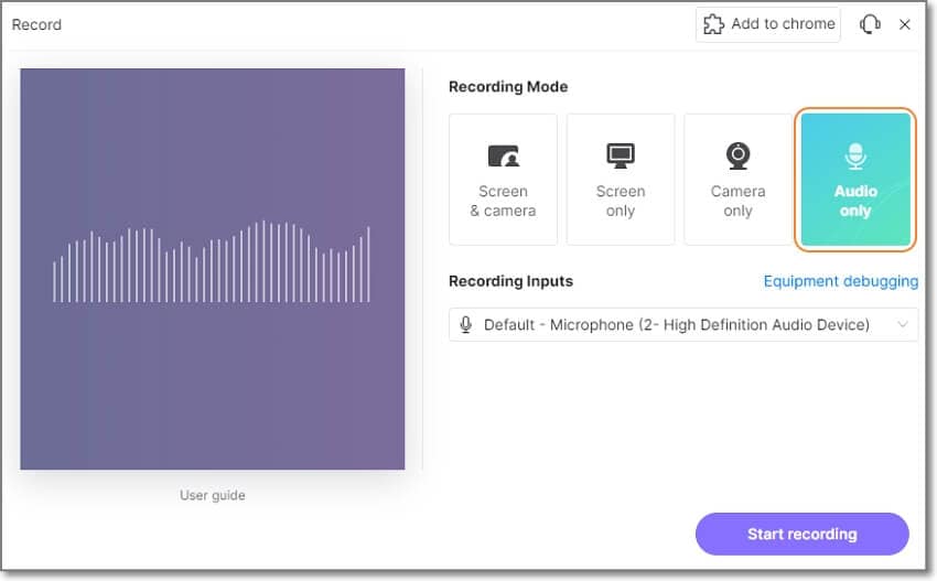 record a podcast launch audio recorder