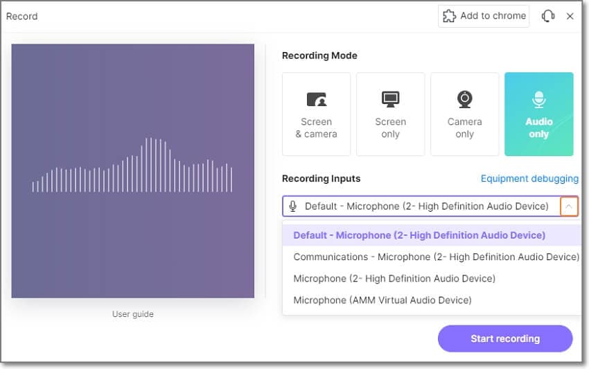 record a podcast select a microphone