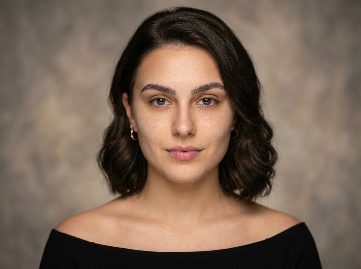 after - same woman with makeup removed, natural bare skin