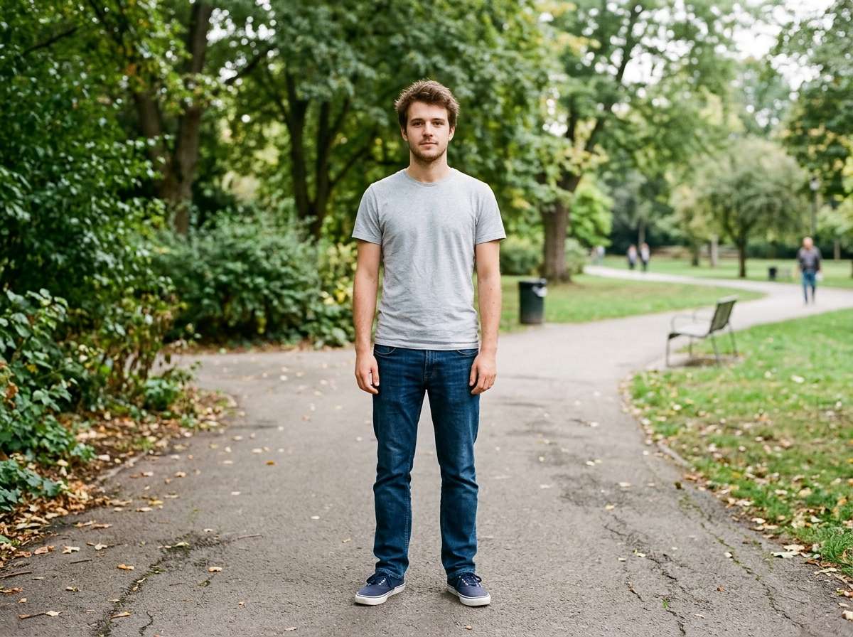 before - ordinary man portrait outdoors