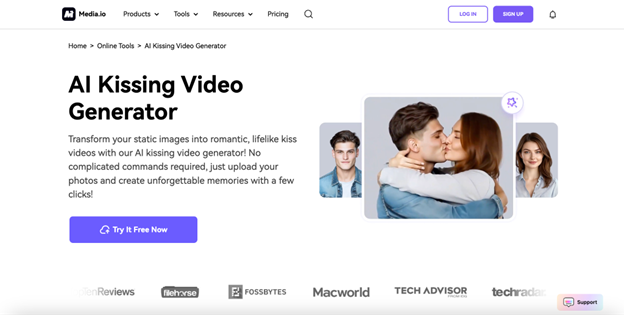 media.io ai kiss video