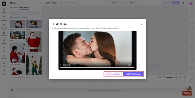 media.io ai kiss video step3