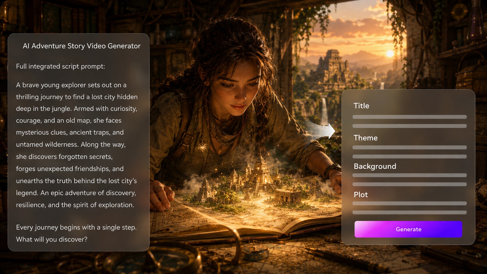 AI script to Adventure Story Video Generator