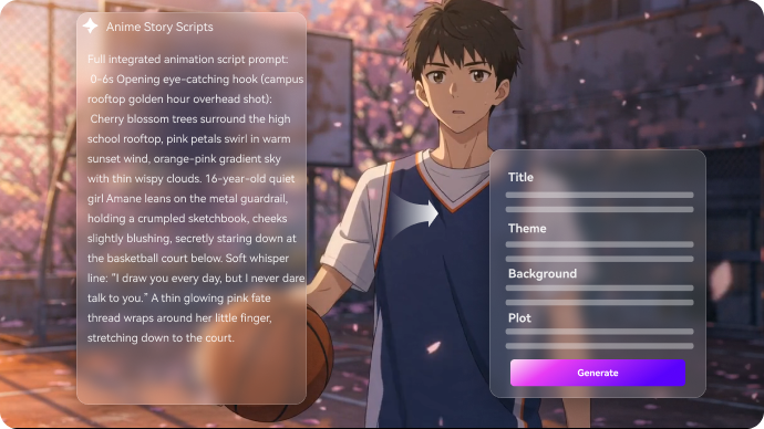 AI anime story video generator that turns scripts into anime scenes