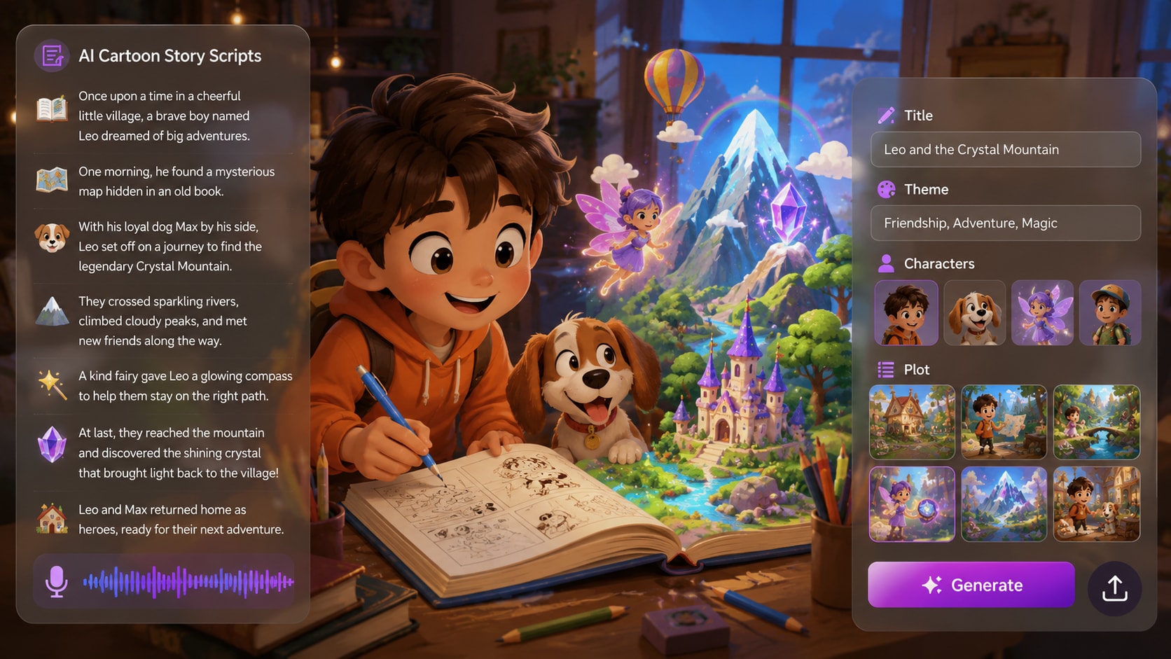 ai script to cartoon story online video maker