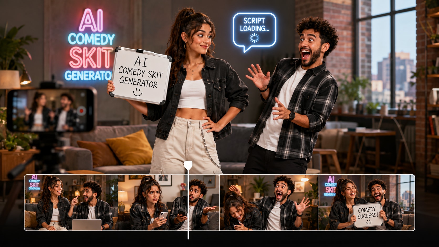 preview and download ai comedy video from media.io