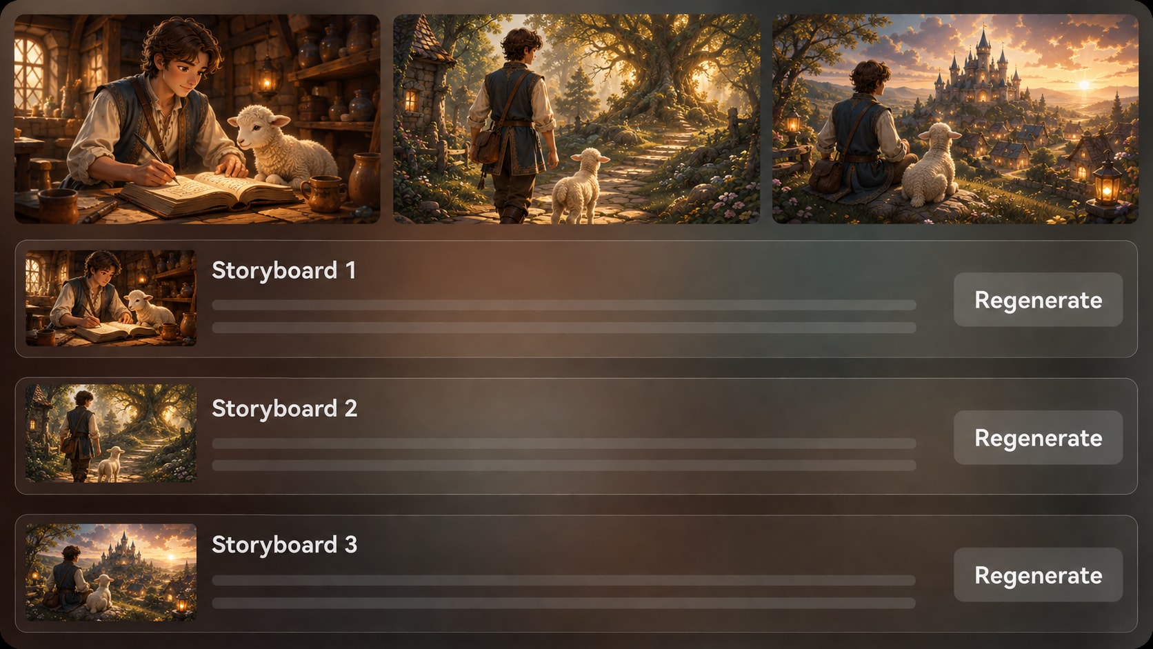 preview ai generated fable storyboard