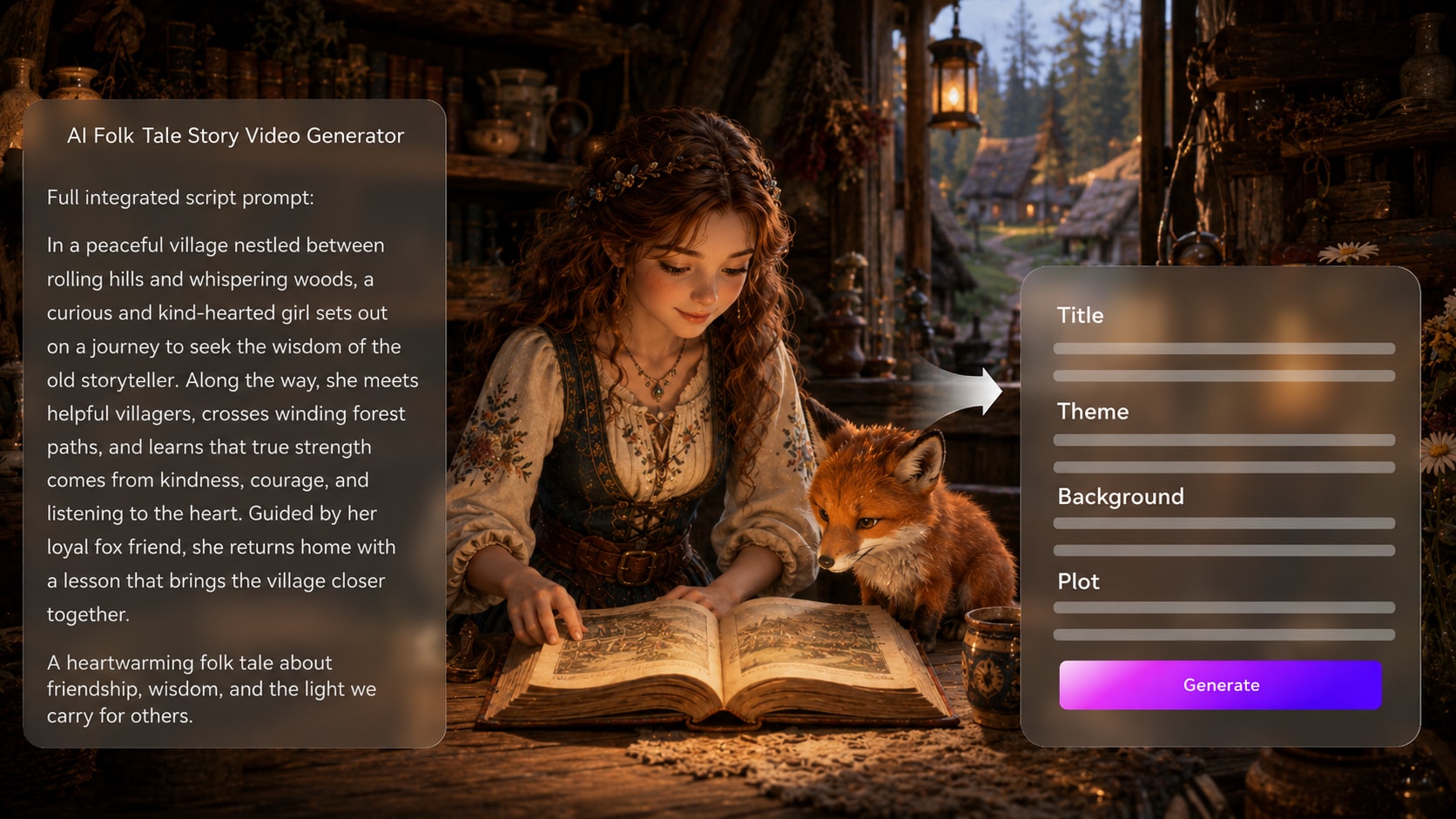 ai script to folk tale video maker