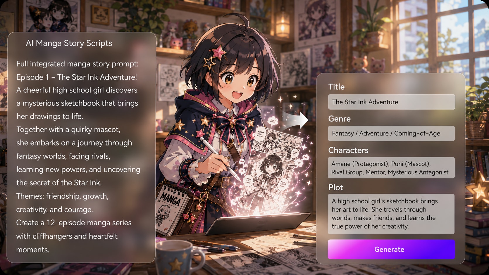 AI Manga script to video generator