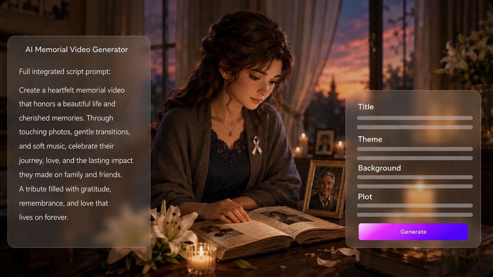 AI scripts to memorial story video maker