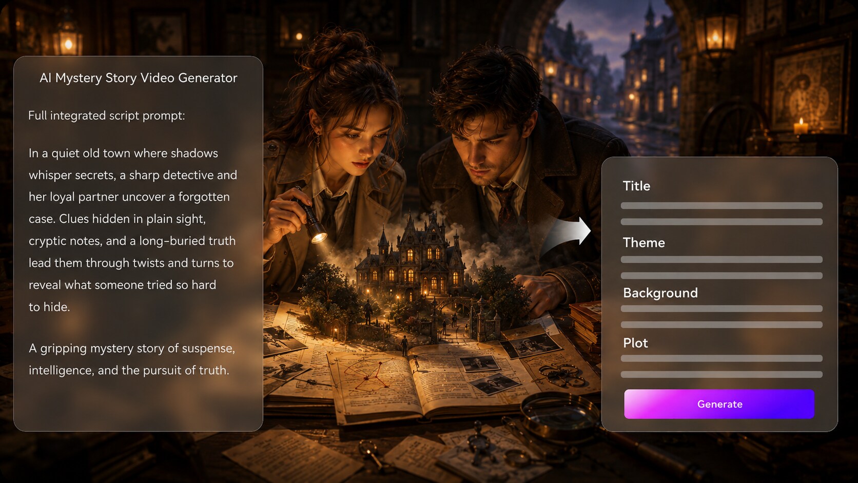 AI script to Mystery Story Video maker