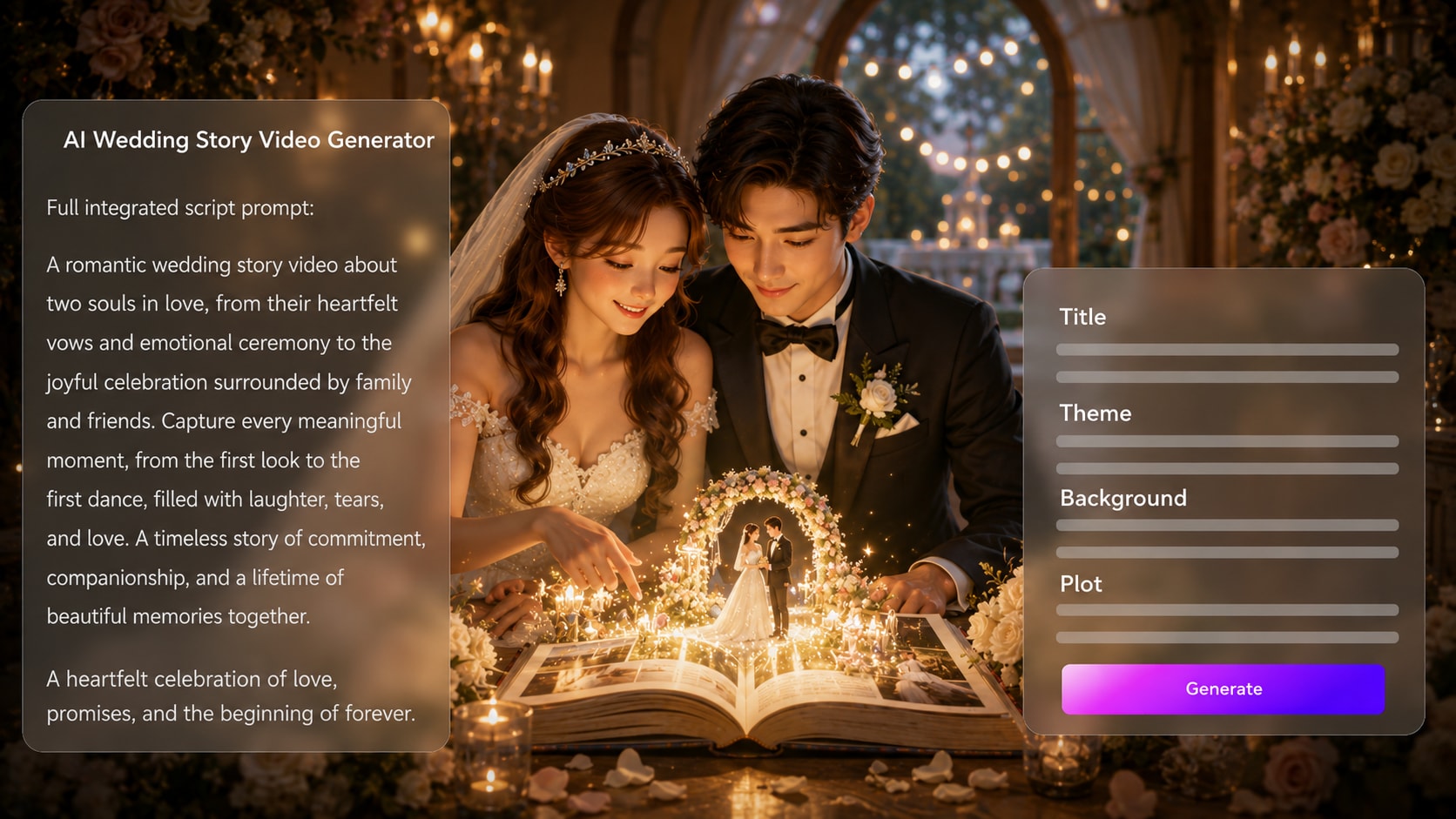 AI Wedding Story Video from Script online