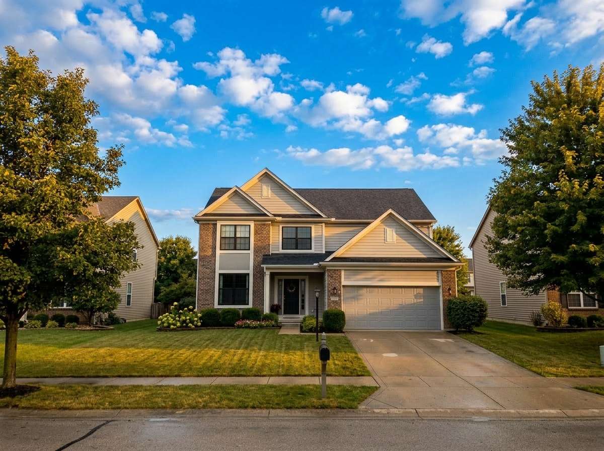 after - same house with vivid blue sky replaced by AI