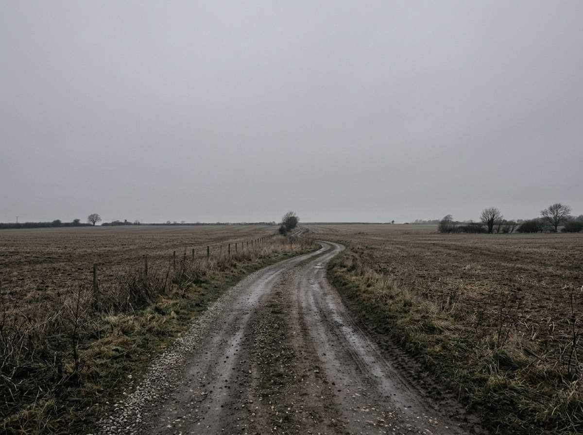 before - countryside landscape with flat gray cloudy sky