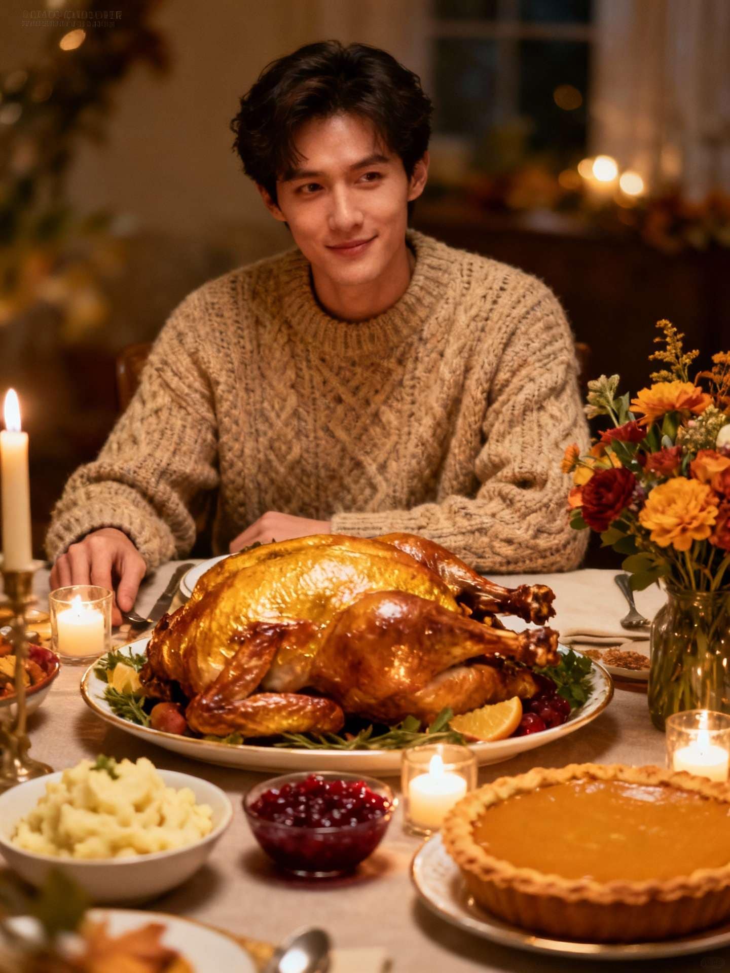 Thanksgiving dinner scene – Gemini AI prompt sample
