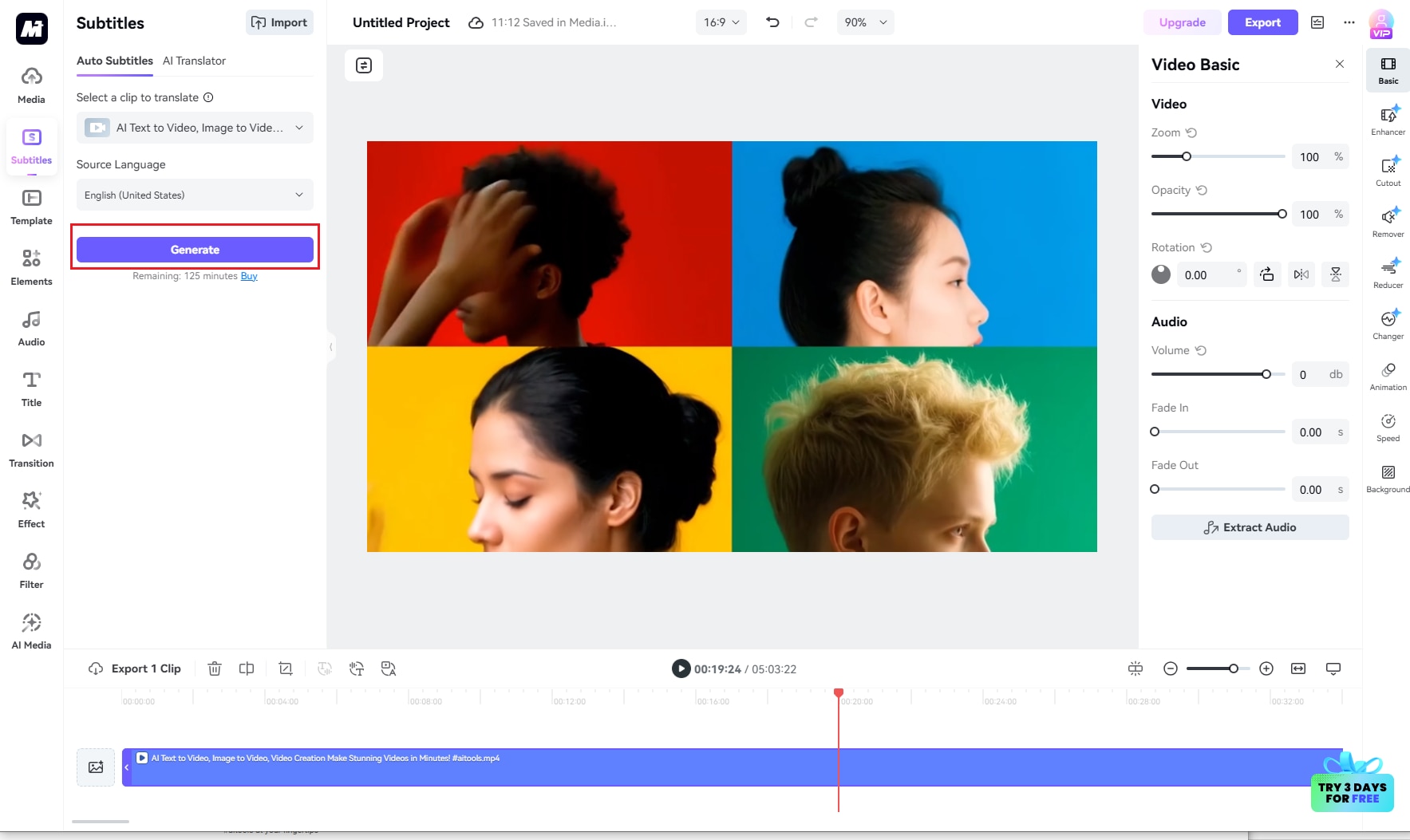 generate auto captions 