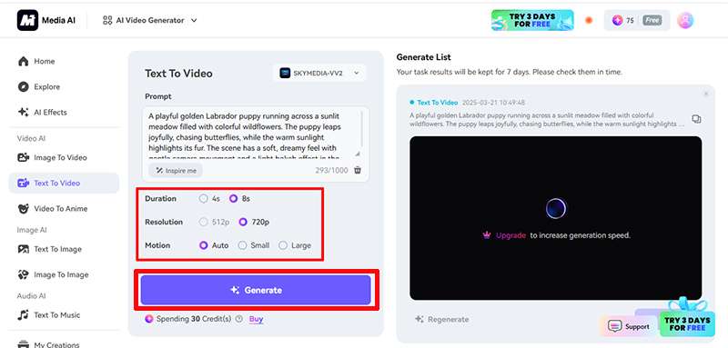 media io generate video 