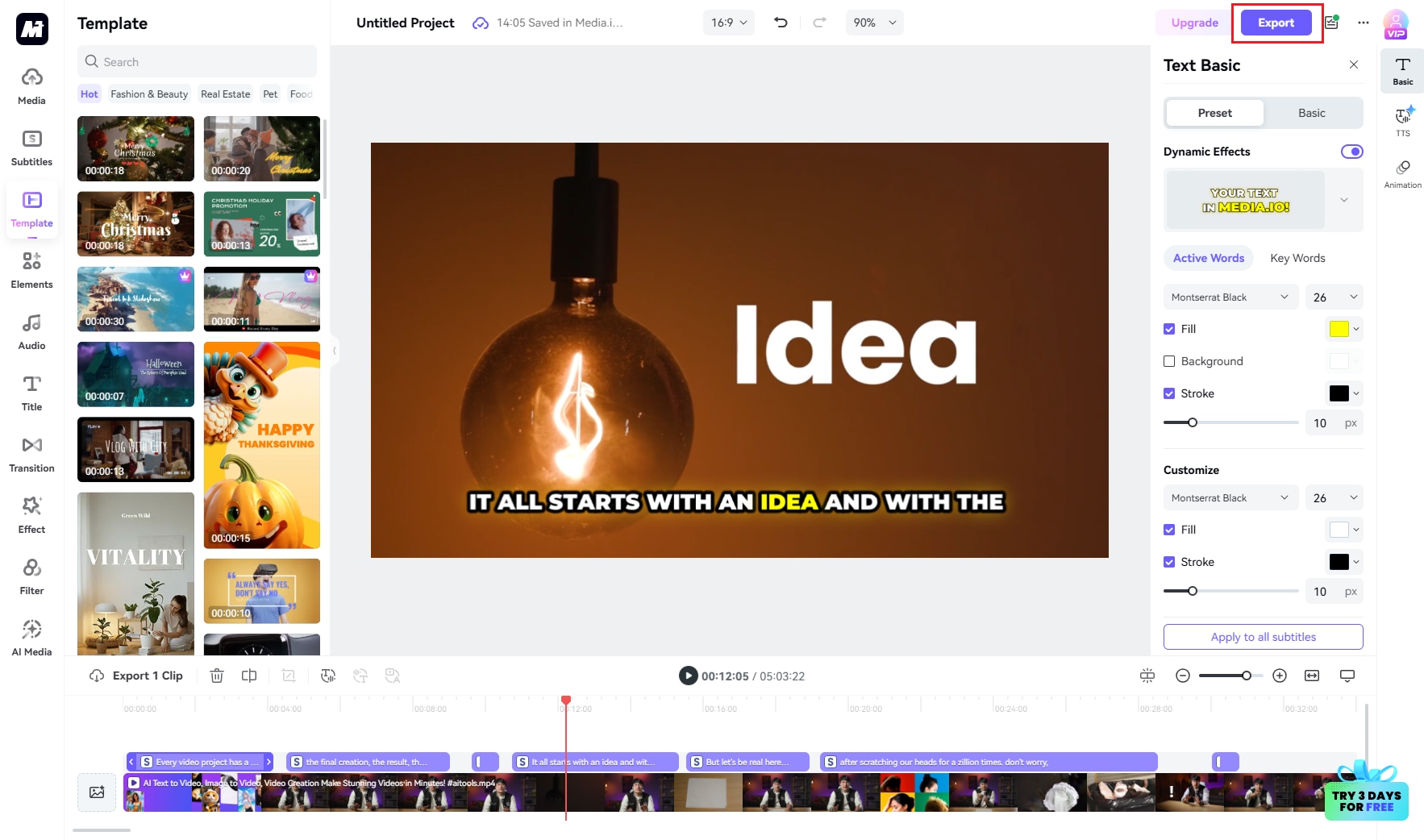 media io video editor export 